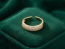 Dazzling Gold Plated Pavé Crystal Ring - Adjustable Band
