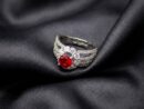 Elegant Ruby Red Stone Silver Ring for Women