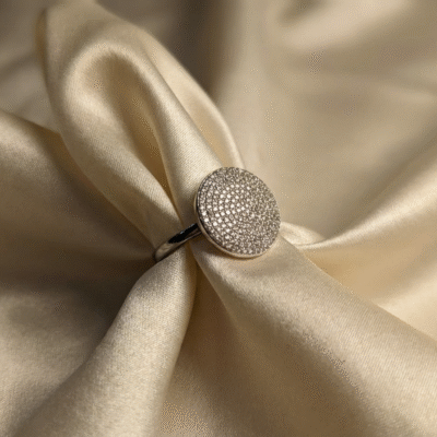 Starlight: Silver Pavé Crystal Disc Statement Ring