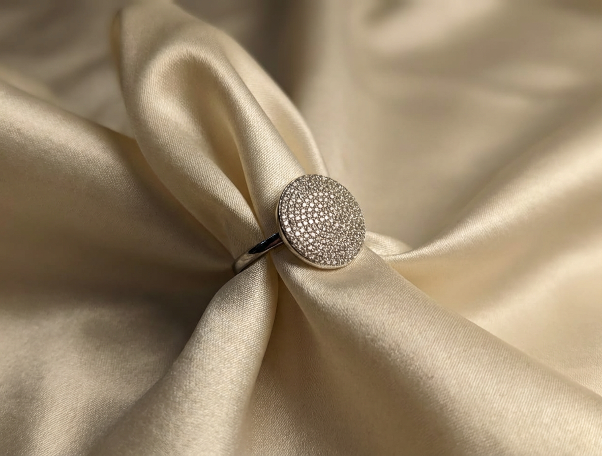 Starlight: Silver Pavé Crystal Disc Statement Ring