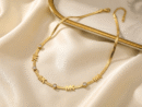 Luxe Monogram 'MK' Gold Snake Chain Necklace with Crystal Stations